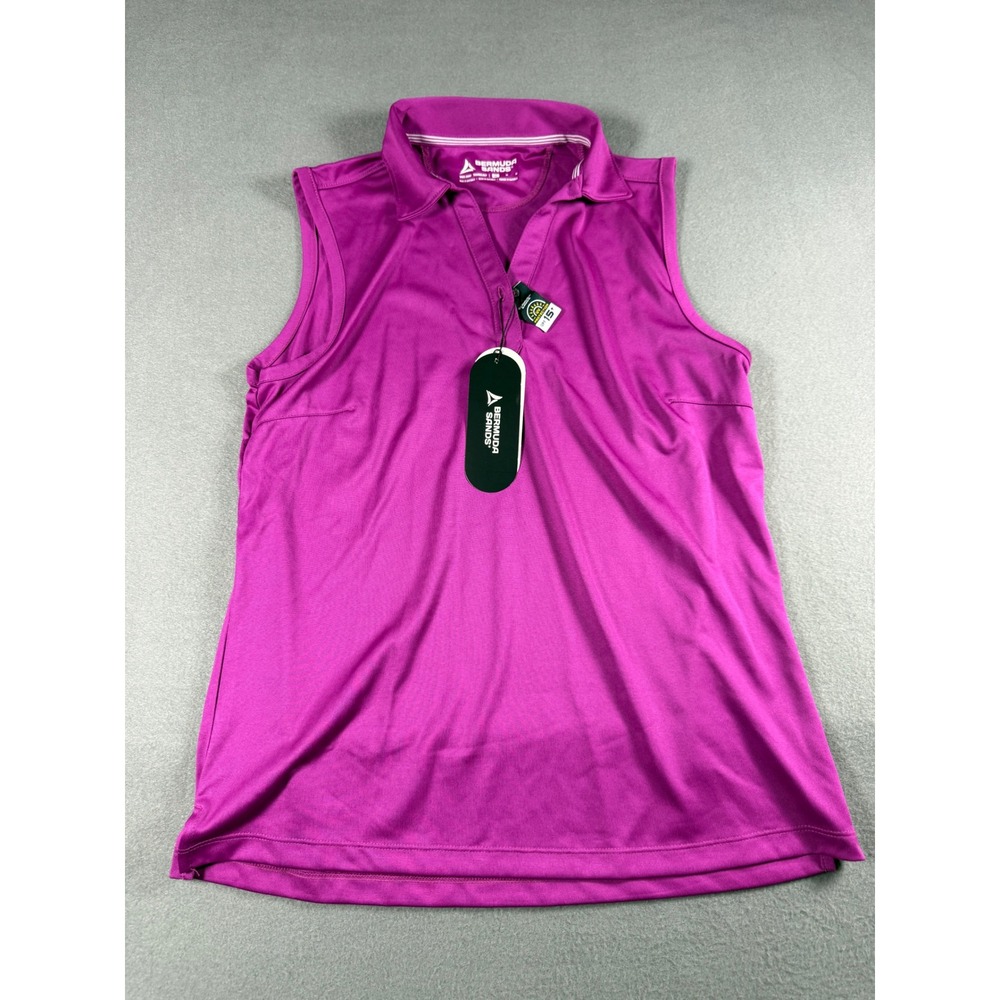 Bermuda Sands Womens Joni Polo Sleeveless Size M Magenta Pink Polyester UPF 15+